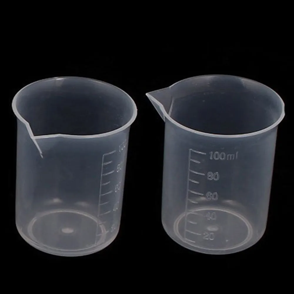 

100mL Graduated Beaker Clear Plastic Measuring Cup for Lab 2 Pcs