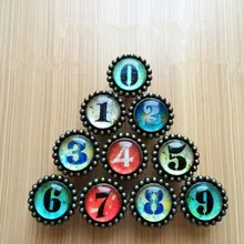 creative retro number knobs bronze glass Zero one two chree four five six seven eight nine can says drawer cabinet handles knobs