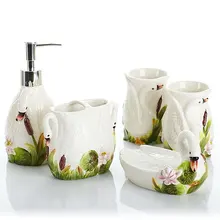 Товары для ванной комнаты, для дома, керамический набор посуды для ванной комнаты, пять частей, лебедь, туалетные принадлежности LO861115