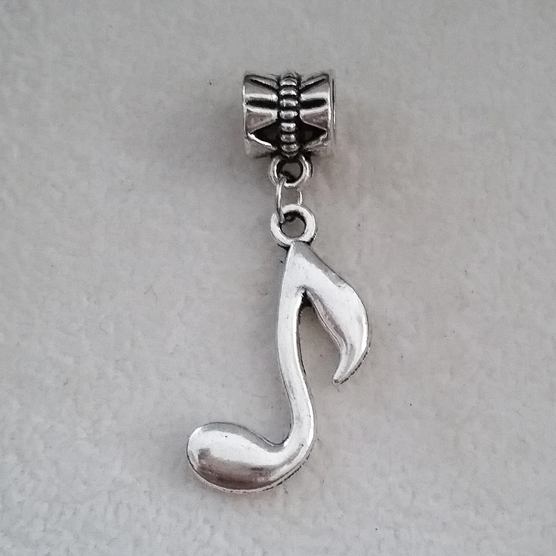 1PC Music Note Charms Antique Silver Dangle Bead For European Pandora ...