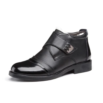 

New 2018 men boots genuine leather thick wool men winter shoes resistant waterproof casual men ankle boots plus size 38 - 46