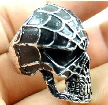 Модное мужское черное кольцо на палец в стиле панк с черепом человека паука 3D