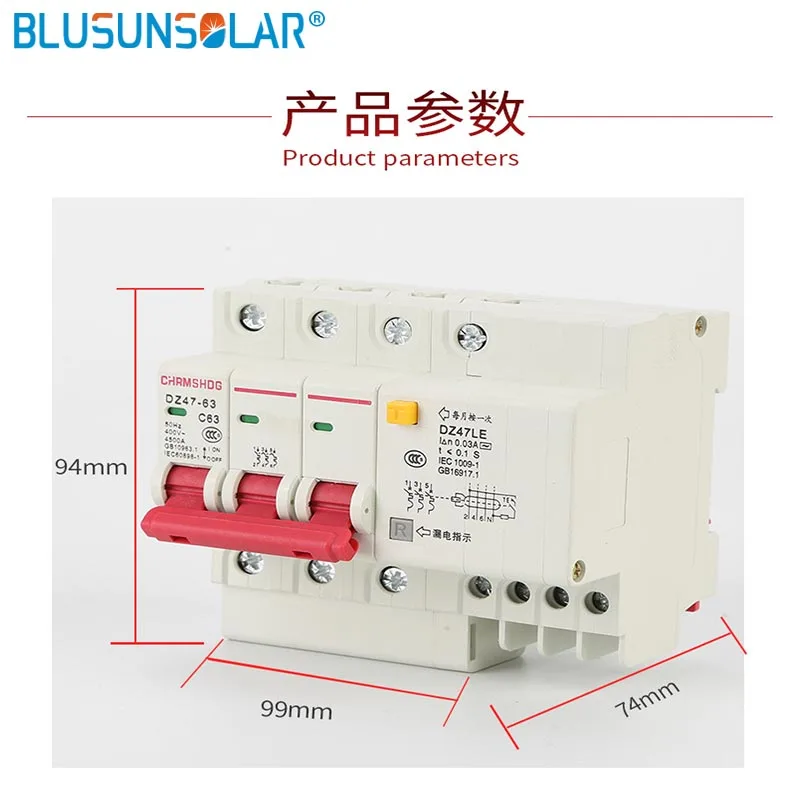 

100 pec 25A 30A 40A 50A 63A 3P+N 20A 230V~ 50HZ/60HZ Residual current Circuit breaker with over current and Leakage protection