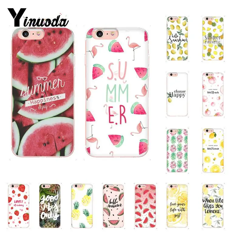 Yinuoda арбузный лимон клубника ананас чехол для iPhone X XS MAX 6 6S 7 7plus 8 8Plus 5 5S XR | Мобильные