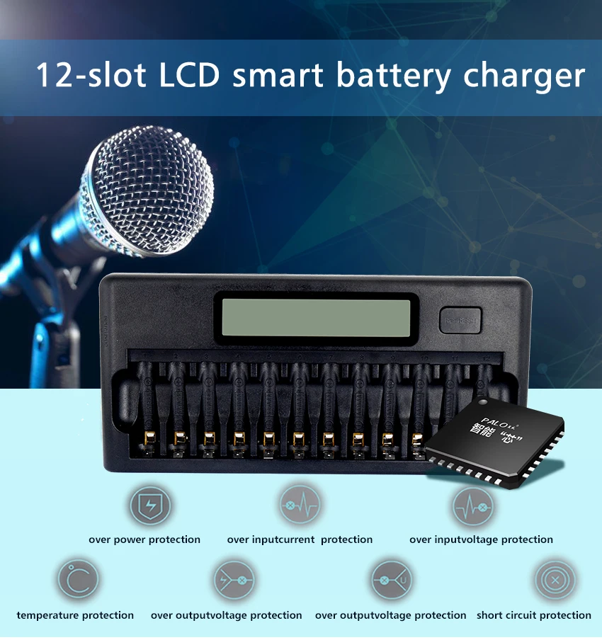 Быстрое Смарт 12 слотов нового типа зарядное устройство PALO NIMH NICD AA/AAA Smart lcd зарядное устройство для 1-12 AA или AAA NiMH NICD батарей