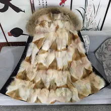 Высококачественная настоящая меховая парка, подкладка из меха волка телесного цвета, Воротник из натурального меха, куртка с мехом волка для зимней одежды