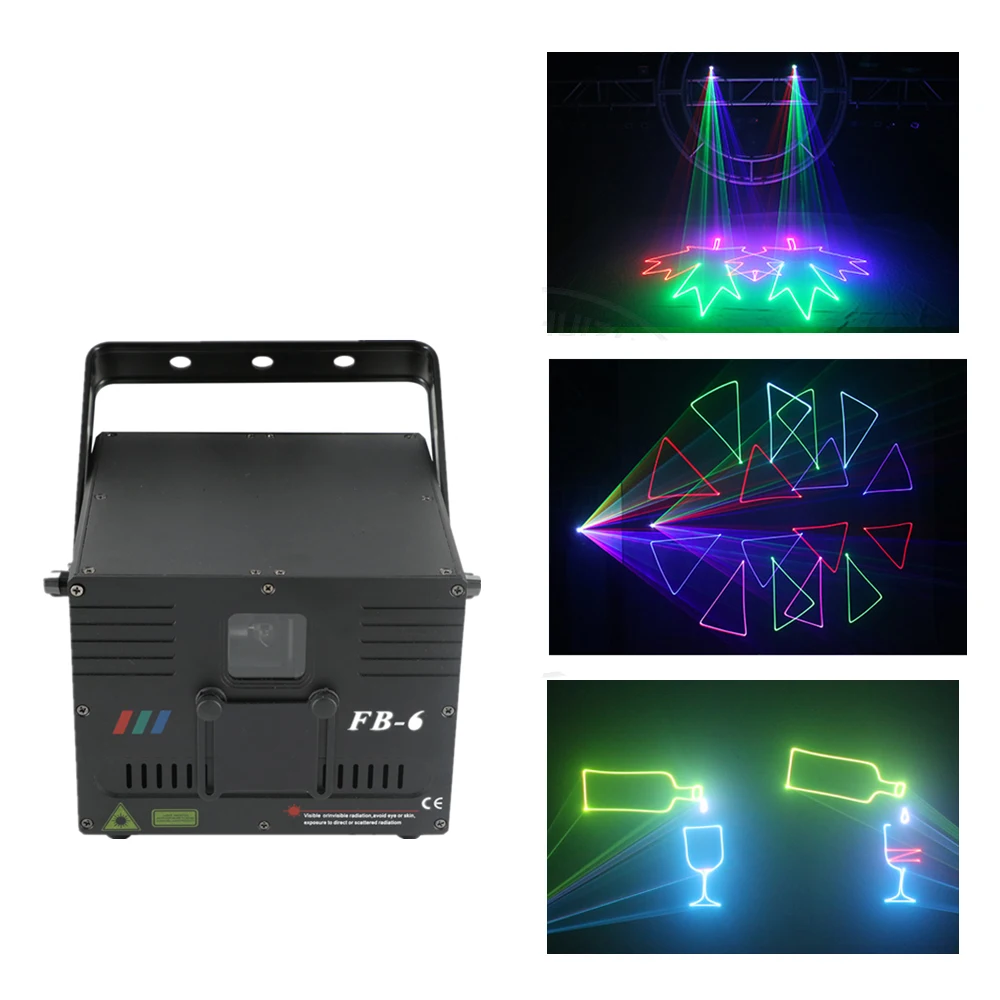 AUCD 1 W DMX ILDA RGB Animatie Beam Laser Projector Licht DJ Party Nachtclub Professionele KTV Bruiloft Podium Verlichting FB-6