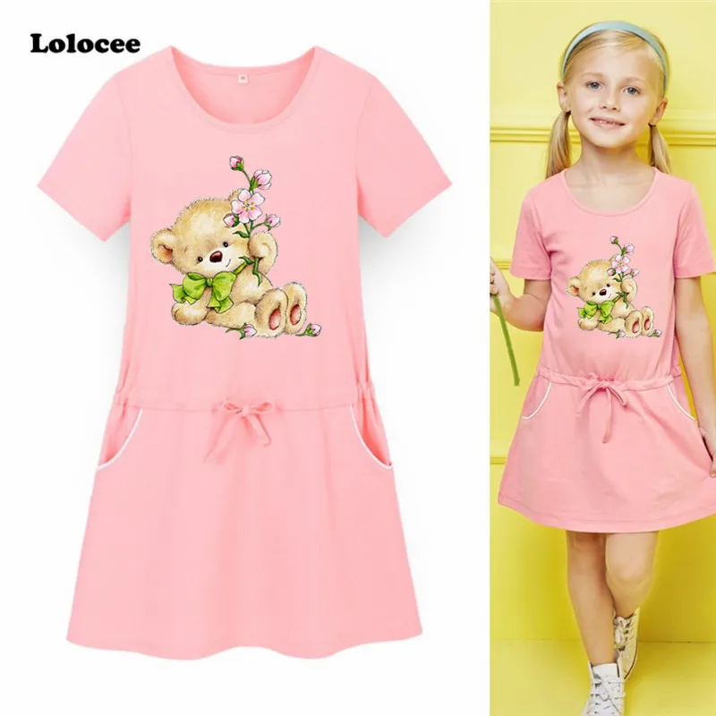 

Baby Girl Dress Girls Little bear Print Dresses Children Kids Clothes Cotton clothing Casual new Fashion Kids School Dress