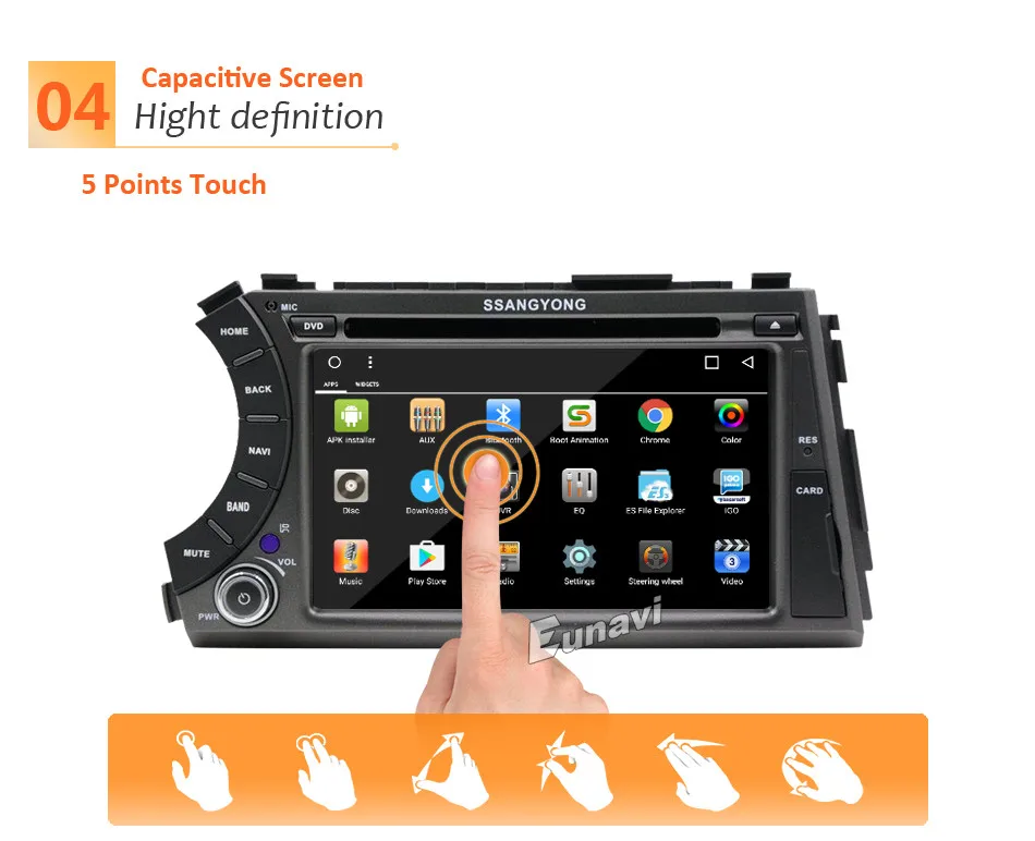 Best Eunavi 7" 2 din Android 8.1 TDA 7851 car dvd gps stereo for ssangyong Kyron Actyon 4G Wifi BT support DVR OBD2 1024*600 russian 6