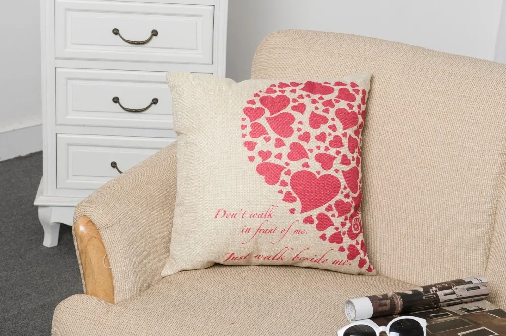 Red half a heart home Textile Romantic Pillowcases For Home Pillow Case