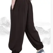 Высококачественный хлопок и лен 6 видов цветов синий/кофе/красный монахи Шаолинь кунг-фу боевых искусств Штаны лежал брюки для медитации дзен монах Штаны