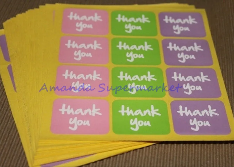 120pcs 38*32mm 3 Colors Thank You Stickers Hand Made For Baking Sealing Sticker