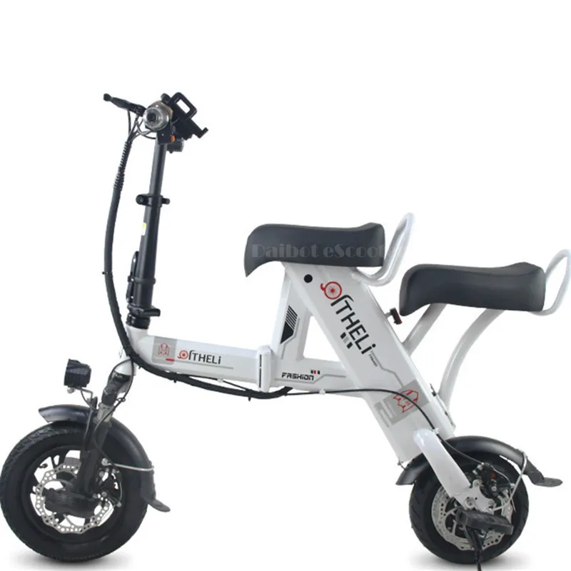 Электрический велосипед 500 Вт два колесных электрических скутеров 12 дюймов 36 в легкий складной мини электрический велосипед для взрослых с сиденьем - Цвет: white two seat 15ah