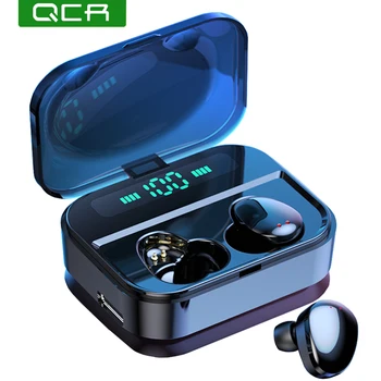 

QCR TWS 5.0 Bluetooth Earphone IPX7 Wireless Earphone 6D Stereo HiFi Wireless Gaming Earbus with Microphone Power Bank