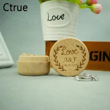 Персонализированные Sweet Love Обручение деревенский свадебное кольцо коробки деревянные владельца пользовательские ваши имена и даты обручальное кольцо Bearer Box