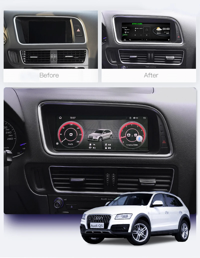 COIKA 8," Android 9,0 система авто радио для Audi Q5 2009- ips сенсорный экран стерео gps wifi Google BT Музыка 4G 2+ 32G ram