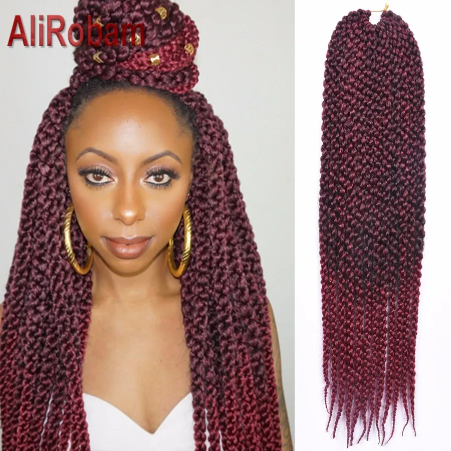 AliRobam 3D Cubic Twist Crochet Hair Kanekalon Fiber Pure/Ombre Red ...