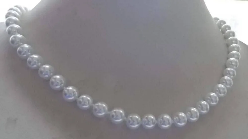 

Wholesale FREE SHIPPING >>>>> 8mm Hot AAA White South Sea Shell Pearl Round Beads Necklace 18''99823