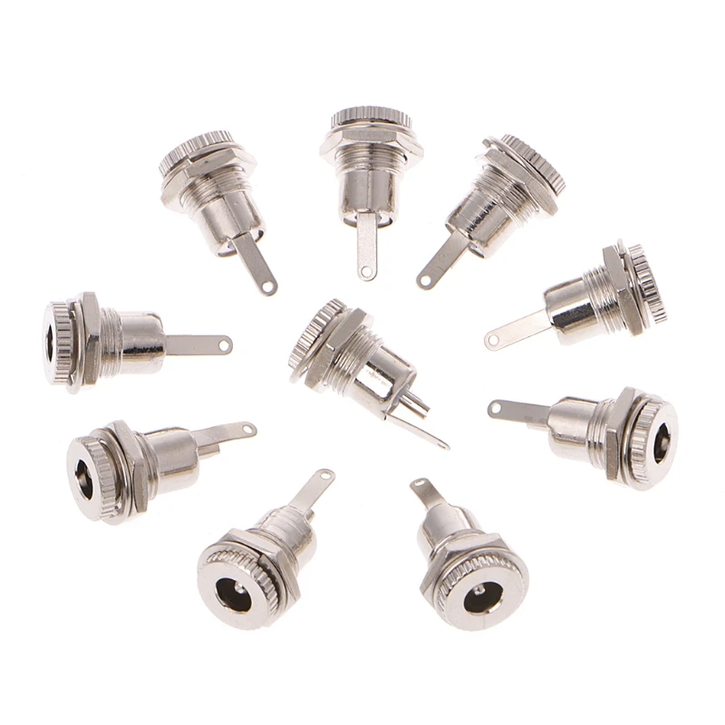 

10 Pcs 5.5mm x 2.5mm DC Power Jack Socket Female Panel Mount Adapter Connector