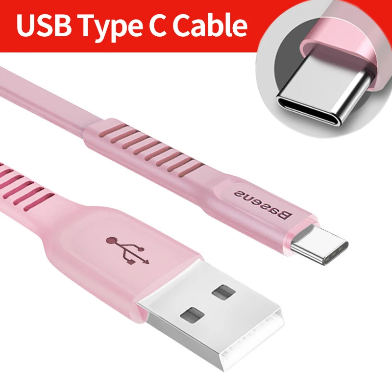 Baseus USB кабель для iPhone XS Max XR X 8 Быстрая зарядка зарядное устройство USB-C Шнур Micro usb type C кабель для Android мобильного телефона - Цвет: Type-c Pink