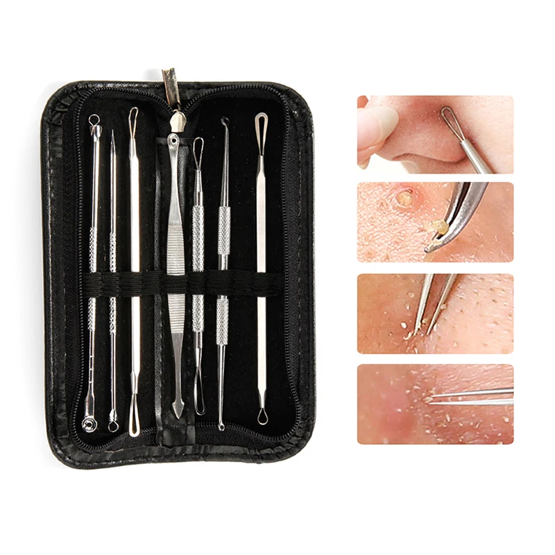 

7pcs Blackhead Remover Tool Black Spots Needles Pore Cleanser Vacum Comedone Pimple Blemish Extractor Beauty Acne Remover Tools