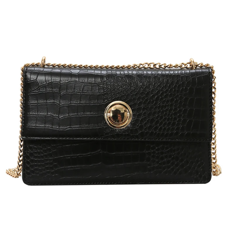

Crocodile pattern solid color fashion casual PU leather flip female shoulder bag Korean version of the woman Messenger bag