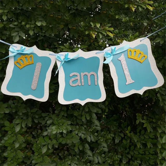 3pcs set baby boy girl 1st birthday party banners i am one banner
