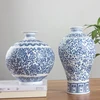 No Glazed Blue and White Porcelain Vases Interlocking Lotus Design Flower Ceramic Vase Home Decoration Jingdezhen Flower Vases 1