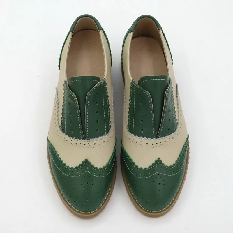 

Fashion Lace-up Low-heeled Oxford Shoes For Women Round Toe Mixed Colors Causal Brogues Oxfords Single Shoes Female