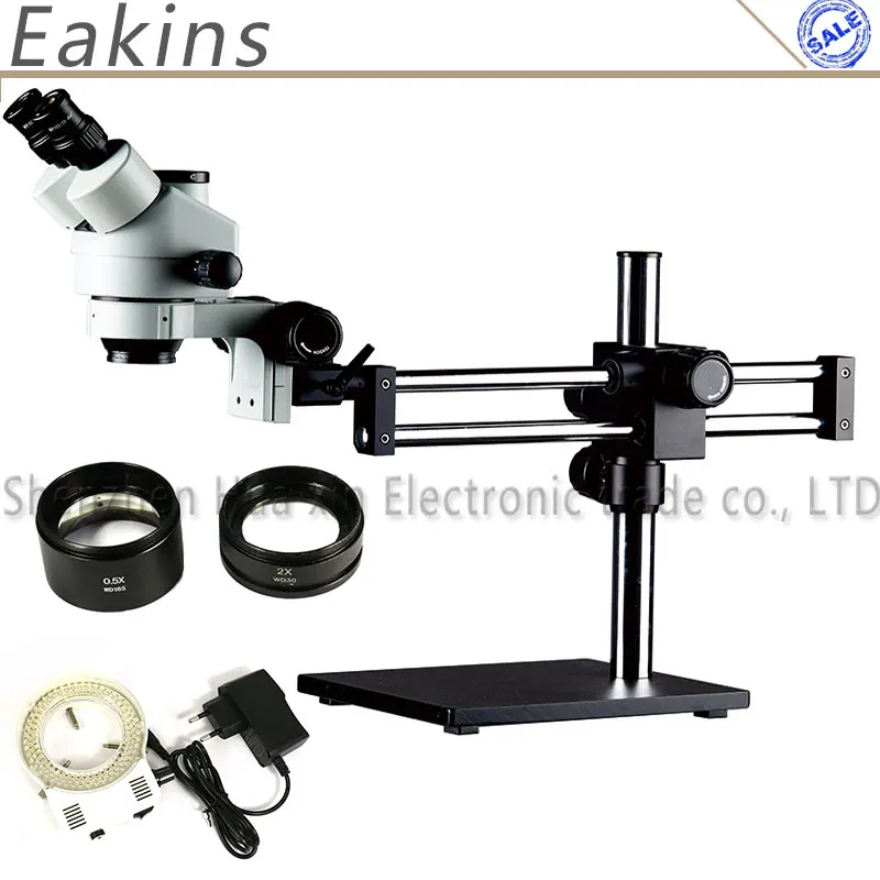Simul-Focal 3.5X~ 90X Тринокулярный Стерео микроскоп Универсальный кронштейн руки двойной стрелы стенд 144 светодиодное освещение для микроскопа набор