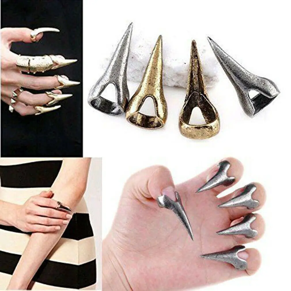 

10PCS Gothic Talon Nail Finger Claw Spike Rings Cosplay Decoration Rock Style