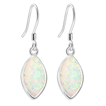 

Hermosa 925 Sterling Silver Australian White Opal Rainbow Solid Drop Earrings 1 3/8 inch ESCZ2357F