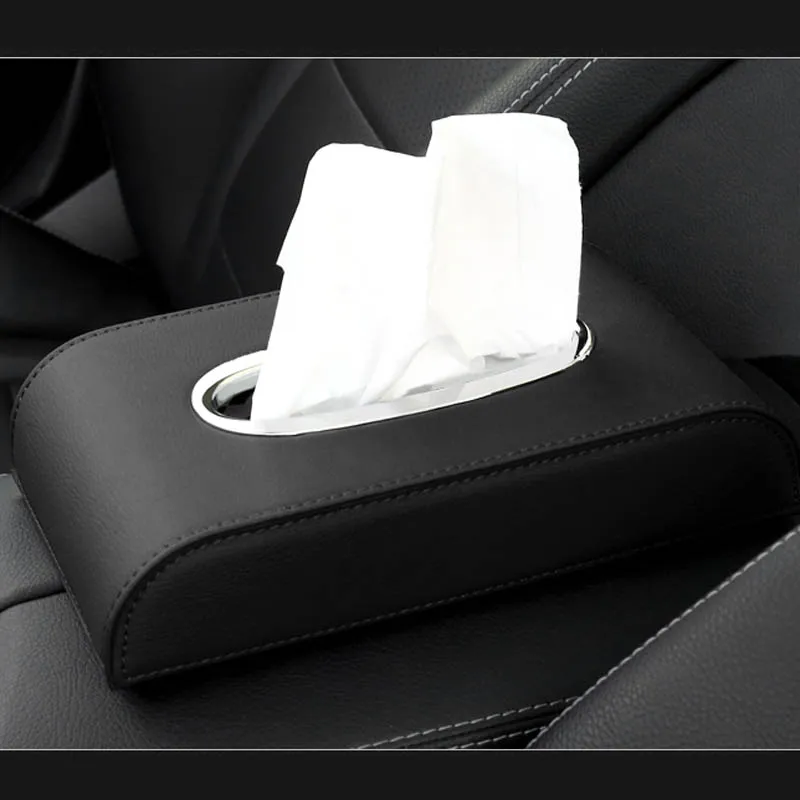 

Car Tissue Box Cover Tissue Box Boxes holder PU Leather black Brown towel inside paper Block Type Accessories auto Decoration