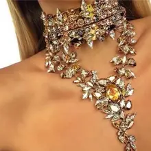 Массивный драгоценный камень, Кристальный цветок, массивная уникальная подвеска, стразы, роскошное, инстаграм, макси, колье, воротник, ожерелье