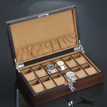 Yao 12 Slots Wood Watch Display Box New Brown Watch And Jewelry Case Mechnical Wooden Storage Watch Box Quartz Gift Case W097 Yao 12 Slots Wood Watch Display Box New Brown Watch And Jewelry Case Mechnical Wooden Storage Watch Box Quartz Gift Case W097