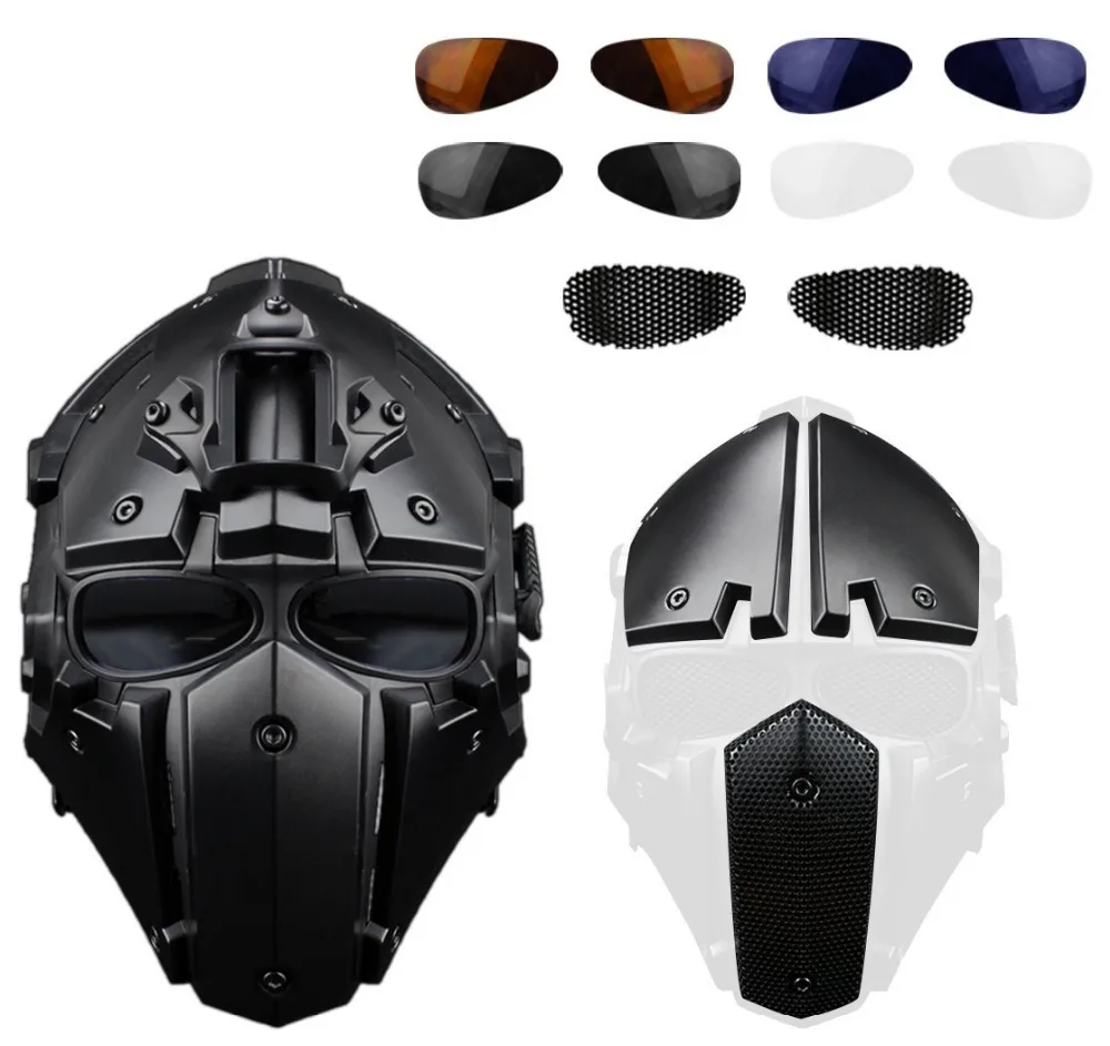 

Full Face Protective Mask Tactical Airsoft Helmet with Visor Goggles for Hunting Paintball Military Motorcycle Cosplay Movie