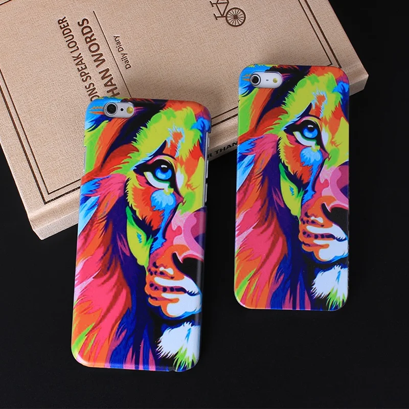 Случаях Для iphone 5 5s SE 6 S 7 Жесткого Пластика Черный Край лев леопард Больно Case Cover 7| |