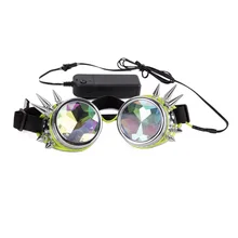 Remache caleidoscopio punk Control remoto gafas iluminadas Rave Festival Steampunk cristal lente Cosplay Vintage gafas de vidrio