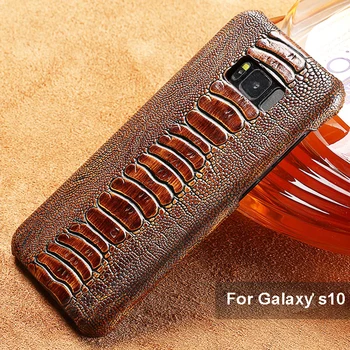 

LANGSIDI For Galaxy note 9 Genuine leather ostrich foot mobile phone case for Samsung Note 8 Luxury Sheath covers For s10 plus