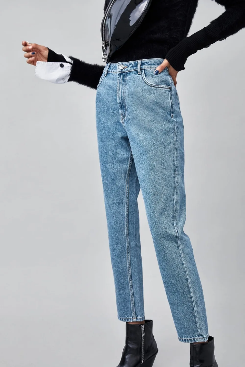 Увядшие новые джинсы для женщин, уличные винтажные джинсы для мам, джинсовые штаны-шаровары, хлопок, рваные джинсы с высокой талией для женщин размера плюс