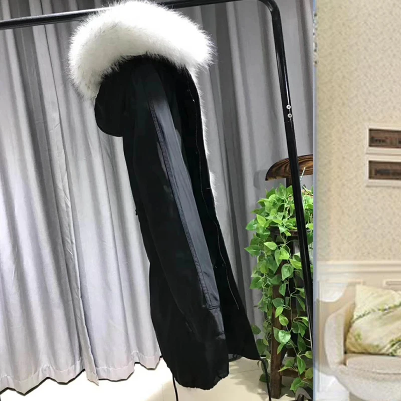 JUPPLARDY Real Fur Coat Parkas Winter Jacket Coat Women Parka Big Real Natural Fox Fur Liner Long Outerwear WT029