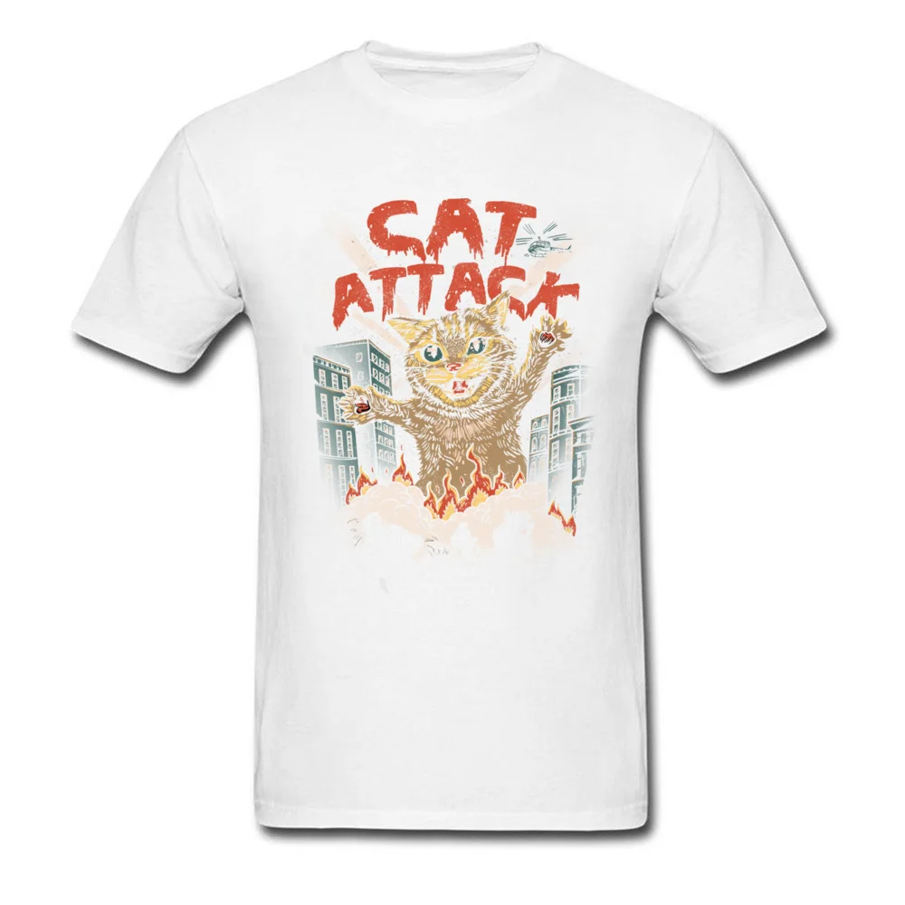 cat attack 8315 T-shirts Casual Short Sleeve New Arrival Crewneck 100% Cotton Fabric Tops & Tees Tee Shirts for Men ostern Day cat attack 8315 white