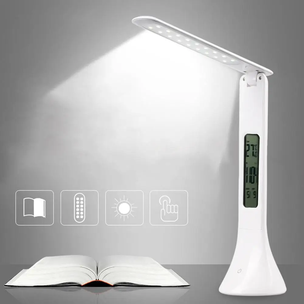  HobbyLane 4W USB LED Desk Lamp Adjustable Folding table lamp with Alarm Clock Temperature Calendar 