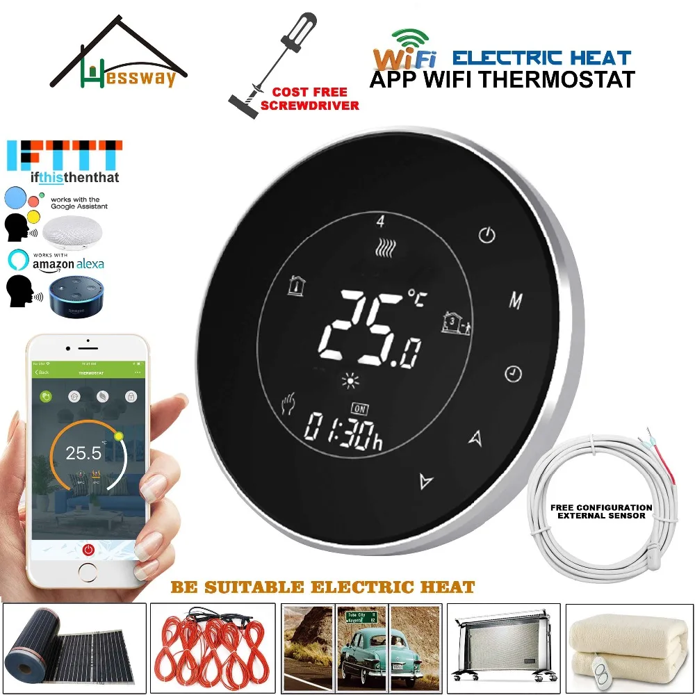  EU 16A 250V thermoregulator touch screen heating thermostat circular WIFI heating machine voice int