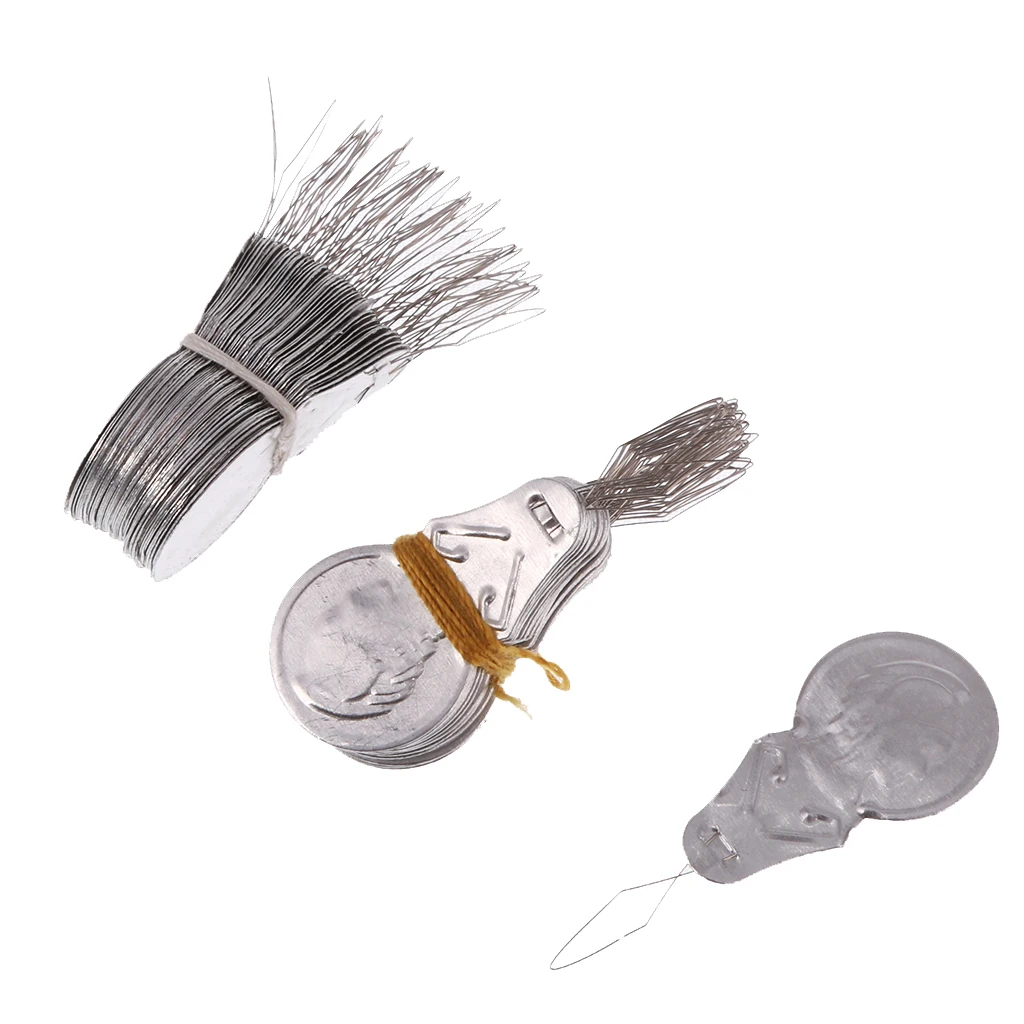 100 Pieces Wire Loop Needle Threader Stitch Insertion Hand Sewing Machine DIY Craft Tools Silver Tone
