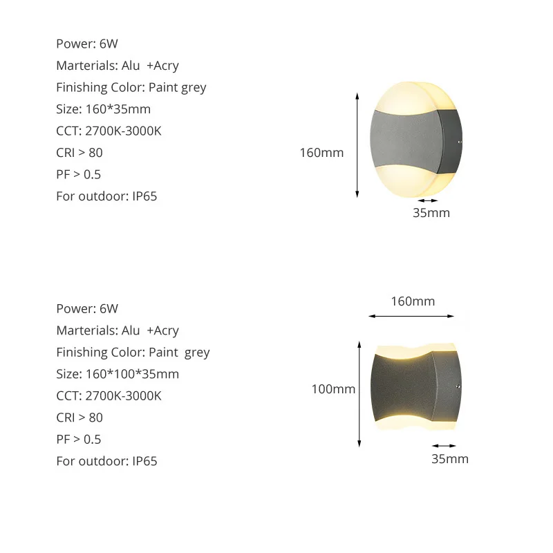 6 Вт передняя дверь настенный светильник Открытый водонепроницаемый двор в стороне Настенные светильники снаружи алюминиевый светильник отель балкон стены освещение