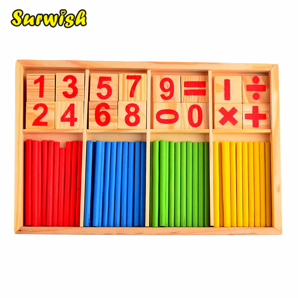 Surwish деревянный математические палочки для развития интеллекта номер карты Счетные палочки Монтессори Дошкольное раннее образование