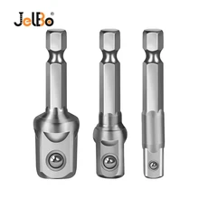 JelBo 3Pcs Chrome Vanadium Steel Socket Hex Bit Set Power Tools Adapter Hex Shank to 1/4