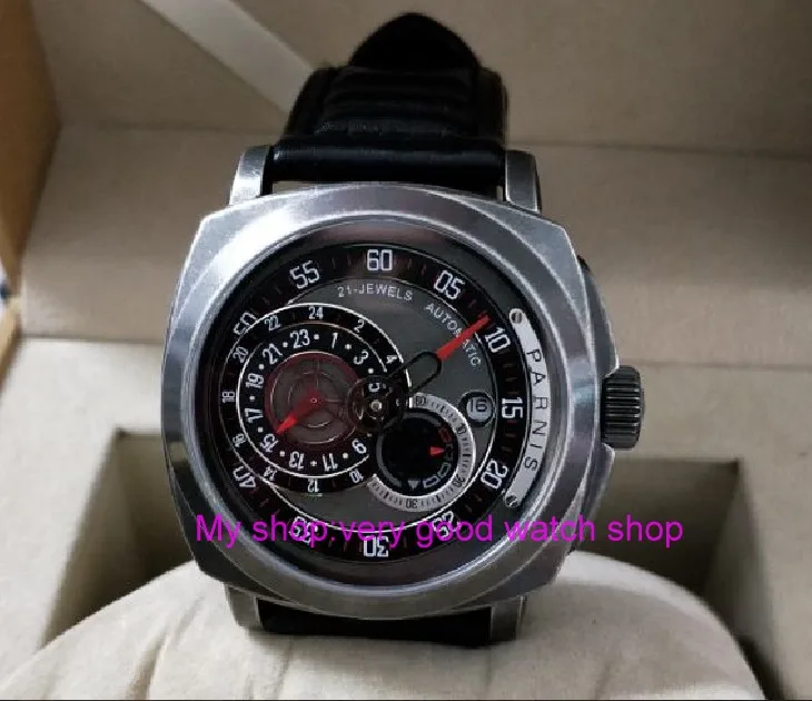 

43mm PARNIS Japanese Automatic Self-Wind movement men's watch Auto Date 24-hour display Mechanical watch 413a