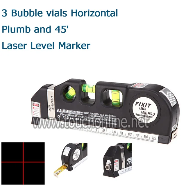 Best Offers Multifunctional Laser Level Marker W/250cm Measuring Tape 3 Bubble vials Horizontal ,Plumb and 45' LV03 Best Offers Multifunctional Laser Level Marker W/250cm Measuring Tape 3 Bubble vials Horizontal ,Plumb and 45' LV03